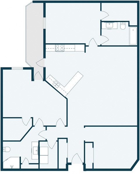 Floor plan for 2 beds, 1.8 baths